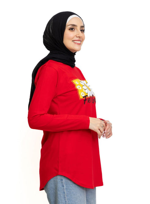 Racing Red Printed Long - Sleeve Design 13 - Khotwh